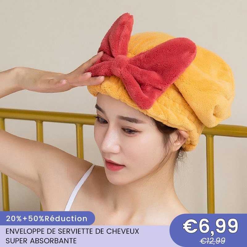 Enveloppe de serviette de cheveux super absorbante