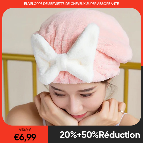 Enveloppe de serviette de cheveux super absorbante