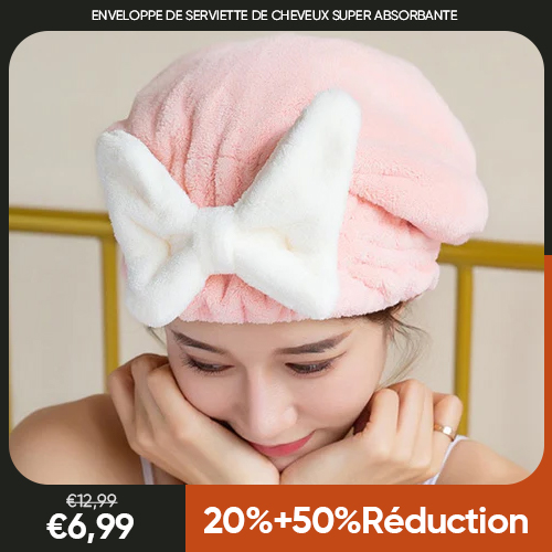 Enveloppe de serviette de cheveux super absorbante